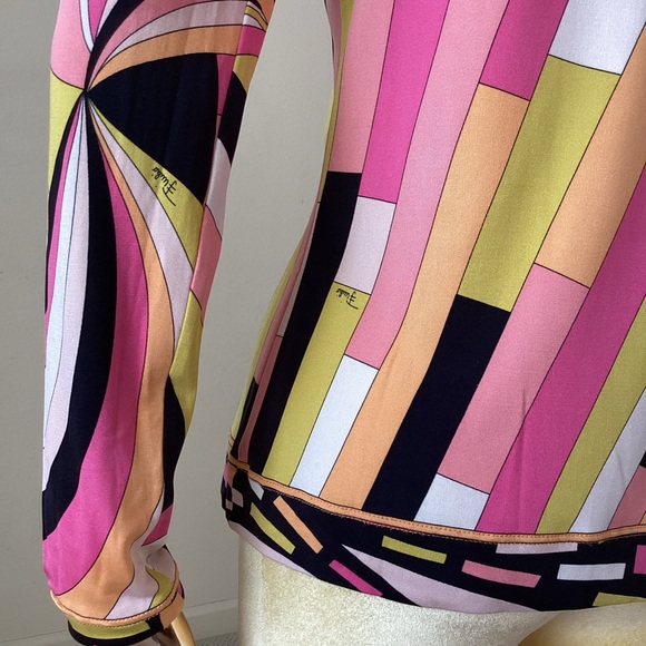 Emilio Pucci Pink Yellow Blouse Vintage From the 2000's - Picture 6 of 7